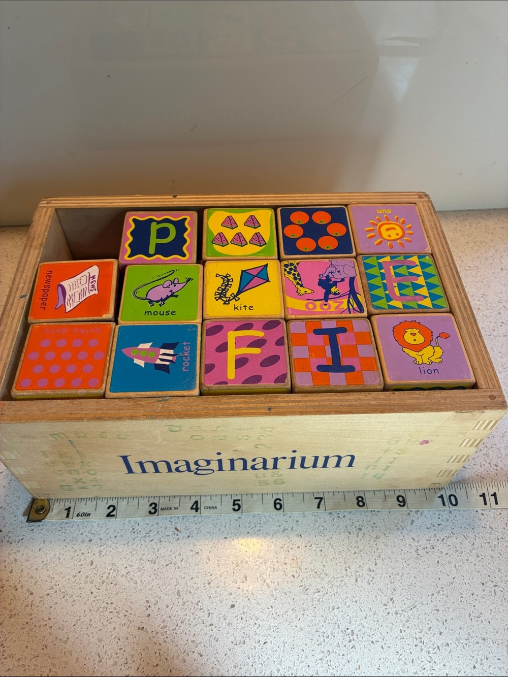 Vintage Kids Alphabet Wooden Blocks - Colorful Learning Set